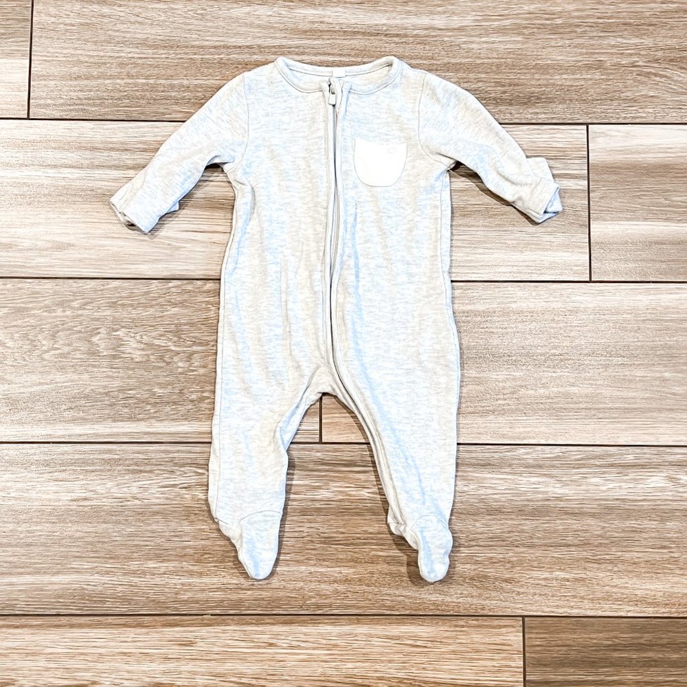 Unbranded Light Gray Baby Footie One-Piece with Front Zip